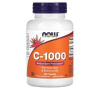 NOW Foods Vitamin C + Rose Hips + Bioflavonoids Immune 1000mg Tablets - 100 Tablets