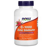 NOW Foods Vitamin C + Zinc Immune 1000mg Vegan Capsules - 180 Capsules
