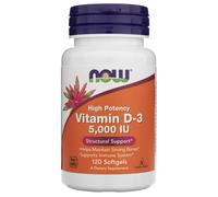 Now Foods Vitamin D-3 5000 IU 120 Softgels High Potency Immune Bone Health