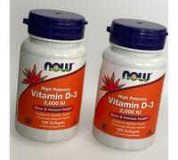 NOW Foods Vitamin D3 2000 IU High Potency 120 Softgels Exp 11/2027 Bone Health