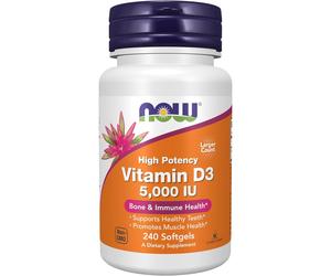 NOW Foods Vitamin D3 5000IU Immune Support Softgels - 240 Softgels
