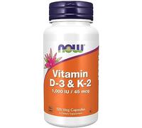 Now Foods, Vitamin D3 & K2, 1,000IU, 120 Capsules, Lab-Tested, Multivitamins, Gluten Free, Soy Free, Vegetarian