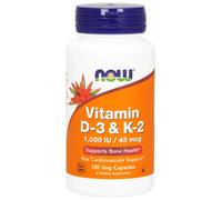 Now Foods Vitamin D3 & K2 - 120 - 1000iu (45mcg) Vcaps - Supports Bone Health