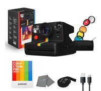 Now+ Gen 2 Instant Camera, Black, Bluetooth Now Plus Film Camera with 5 Piece Lens Filter Kit & Pouch, 8 Color Film, Works with Polaroid i-Type and 600 Film, and Lens Cleaning Cloth