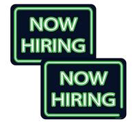 Now Hiring Magnet (Green, 2 Pack) - Now Hiring Car Sign with Neon Style Design - Reflective Waterproof Now Hiring Bumper or Door Sign - No Stickers or Decals but Magnets