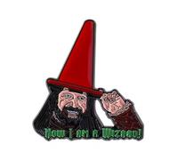 Now I Am A Wizard Enamel Pin Badge With Red Cone Hat 3cm x 3cm Humorous Fantasy Meme Lapel Pin Character Design Metal Badge For Jackets Bags Hats Gifts