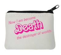 Now I Am Become Death The Destroyer of Worlds Neoprene Coin Purse Pouch 10x11cm White