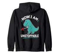 Now I Am Unstoppable Dinosaur T Rex Funny Zip Hoodie