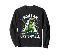 NOW I AM UNSTOPPABLE Fierce Dinosaur Workout Kids Sweatshirt