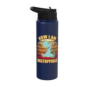 Now I Am Unstoppable Funny T-Rex Stainless Steel Insulated Water Bottle