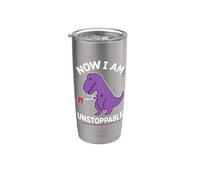 Now I Am Unstoppable Purple T Rex Funny Stainless Steel Insulated Tumbler