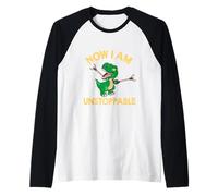 Now I Am Unstoppable T Rex Motivation Raglan Baseball Tee