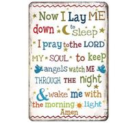 Now I Lay Me Down To Sleep Prayer Tin Sign Jesus Christ Bible Verse Wall Art Christian Wall Decor Scripture Wall Art 6x8 Inch