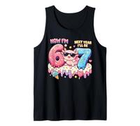 Now I'm 6 Next Year I'll be 7 Axolotl Ice Cream 67 Birthday Tank Top