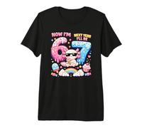 Now I'm 6 Next Year I'll be 7 Axolotl Ice Cream 67 Meme Bday Premium T-Shirt