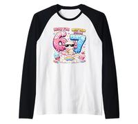Now I'm 6 Next Year I'll be 7 Axolotl Ice Cream 67 Meme Bday Raglan Baseball Tee