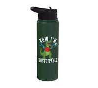 Now I'm Unstoppable Funny T-Rex Soccer Goalkeeper Stainless Steel Insulated Water Bottle