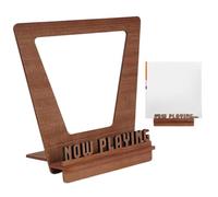 Now Playing Stand - Wooden Vinyl Display Holder | Holds 5 Records Retro Now Stand, Storage Rack for LP Albums, Wall Mount or Tabletop Shelf