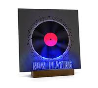 Now Playing Vinyl Record Stand, Vinyl Album Display Holder, 7-Color Lights | Light Up Wood Record Stand, Acrylic Sign, Adjustable LED, LP Record Player Accessories, Gifts for Vinyl Lovers & Collectors