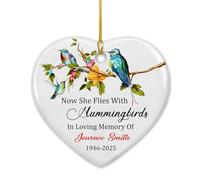 Now She Flies With Hummingbirds Tree Decorations Decorative Christmas Tree Hanging Ornament Double Sided Xmas Pendant For New Years Home Decor Kitchen