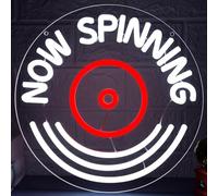 Now Spinning Neon Sign for Wall Decor Dimmable Record Player Neon Light for Man Cave LED Light Up Music Sign for Music Room Recording Studio Bar Christmas Birthday Gift Size