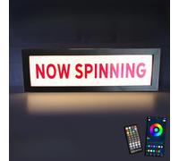 Now Spinning RGB LED Neon Lightbox with Remote & APP Control Studio Warning Sign Illuminated Lights Music Sync Timer Setting Signs for Cinema Libraries Cafes Home Company Wall Desk Decor USB Powered