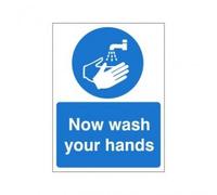 Now Wash Your Hands Sign 150mm x 200mm - Rigid Plastic