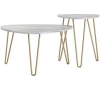Nowata Athena White Marble Effect Nesting of 2 Tables - 7021891COMNUK