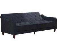 Nowata Vintage Blue Velvet Tufted Futon Sofa Bed - 2238679NUK