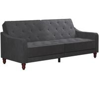Nowata Vintage Grey Velvet Tufted Futon Sofa Bed - 2238479NUK