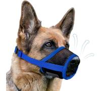 NOWAWEVE Dog Muzzle for Small Medium Large Dogs, Soft Anti-Scavenging Air Mesh Muzzle to Stop Eating Trash & Biting Chewing, Humane Drinkable Guard, Adjustable for Lab Husky German Shepherd (Blue,M)