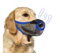 NOWAWEVE Dog Muzzle with Front Opening for Training and Treats, Breathable Air Mesh Muzzle for Biting Chewing Scavenging, Soft Lightweight Adjustable Mouth Guard for Small Medium Large Dogs (Blue, XL)