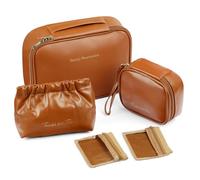 NowFlair Makeup Bag Set for Women, 5 Pcs Travel Toiletry Cosmetic Bag with Waterproof PU Leather, Portable, Large Capacity, Make up Organizer with Divider & Handle