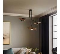 Nowodvorski Lighting Disk ceiling light with wooden elements, 3-bulb
