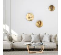 Nowodvorski Lighting LED wall light Ring L, Ø 35 cm, plywood, gold-coloured