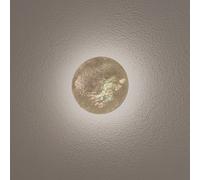 Nowodvorski Lighting LED wall light Ring S, Ø 15 cm, plywood, gold-coloured