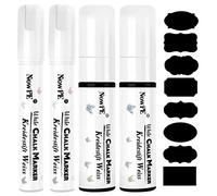NowPE White Chalk Marker Pen, 2pcs 10mm Chalk Pens + 2pcs 15mm Chalk Markers, Dry or Wet Wipe Erase, 10mm Thick Tip and 15mm Large Tip for Chalkbaord, Blackboard, Window, Glass, Packed with 16 Labels