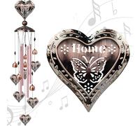 Nowpis Outdoor Heart-Shaped Wind Chimes, Romantic Valentine's Day Decor with 4 Heart Pendants and Bells, Valentines Day Gifts, Decorative Copper Windchimes, Birthday Gifts for Her, Mom, Grandma