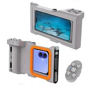 Nowvnvuy Waterproof Snorkeling Diving Case with Bluetooth Control, for iPhone 16/15/14/Pro Max/Samsung Galaxy S25/24/23/Ultra/Plus, 50FT/15M Underwater Phone Housing Filming Photo Video, Gray Orange