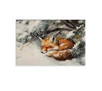 Nowy Fox in Winter Forest - Rustic Wildlife Wall Art, Cozy Winter Decor, Woodland Christmas Scene Canvas Art Poster And Wall Art Picture Print Modern Family Bedroom Decor Posters 12x18inch(30x45cm)