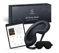 Nox Sleep 3D Sleep Mask for Men Women, 100% Light Blocking Eye Mask, Ice Silk Adjustable Sleeping Mask for Side Sleepers, Soft Breathable Blindfold Perfect for Travel & High-Performer (Black)
