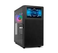 NOX XTREME PRODUCTS HUMMER BIOS - Semitower ATX | M-ATX | ITX, Customizable 8" LCD Display, Metal Mesh Front Panel, Tempered Glass Side, Space for 11 fans, USB-C and 3.0, Black