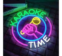 NOXET Karaoke Time Neon Music Sign Neon Signs Letters Neons Sign Pink Bar Neons Signs for Music Study Bedroom Party Club Singing Karaoke Time Neons Signs