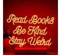 NOXET Read Books Neon Signs for Wall Decoration with USB Neon Lights with Dimmable Switch Red Sign Reading Library Bookcase Be Kind Neons Luminous Sign for Teen