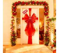 NoxGule Christmas Door Bow, Christmas Bow for Front Door, Door Ribbon Christmas, Christmas Front Door Decorations, Soft Organza Fabric, For Wedding Celebration, Festive Season House Decoration 60x80cm