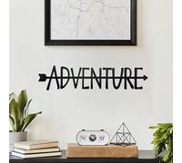 Noxozoqm Adventure Metal Sign - Travel Wall Art Decor for Home, Living Room, Bedroom, Office - Gift for Travel Lovers, 16.2 x 3.8 In, Black