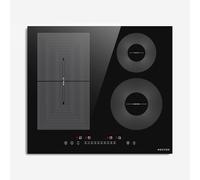 NOXTON Induction Hob 4 Plates 60 cm Flexible Cooking Zone 7200W Power, Built-in Induction Plate with Touch Control, Self-Sufficient Induction Hob for Everyday Kitchen Use