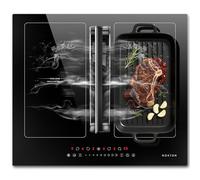 NOXTON Induction Hob Flex Zones with Cooker Hood, Induction Hob 60 cm Flex Zone with Booster, Timer, 4 Zone Induction Hob 7200 W and 145 W Cooker Hood, 220-240 V, No Plug
