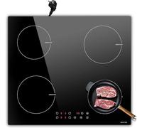 NOXTON Plug in Induction Hob 60 cm Flex Zones with 13AMP Plug, Induction Hob 4 Ring Built-in Slide Control, Timer, Pause Function, Safe lock, 2800W, 220V-240V