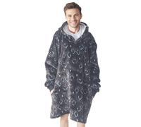 Noxxiez Gaming Grey Sherpa Fleece Cuddle Oversized Hoodie in Dark Grey Noxxiez Dark Grey One Size